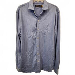 Polo Ralph Lauren Long Sleeve Jersey Button-Up Shirt - Light Blue Size L